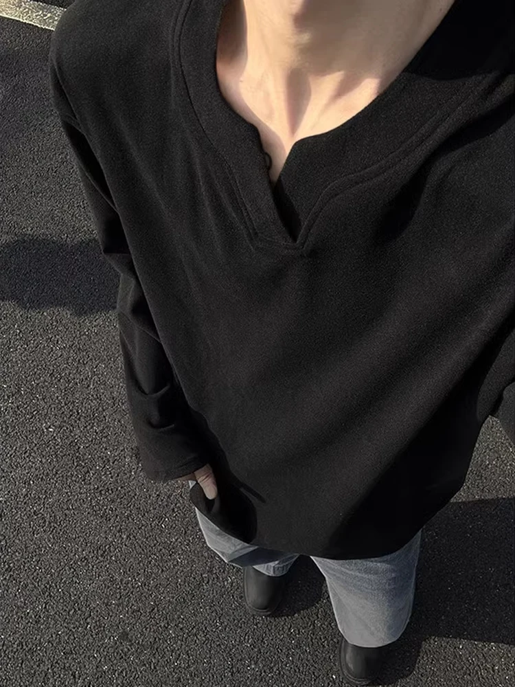 Cseta de Manga Larga uesa con Cuello en V is Oscuro para Hombre, Cseta Interior con Cuello Henry, Estilo Básico de ...