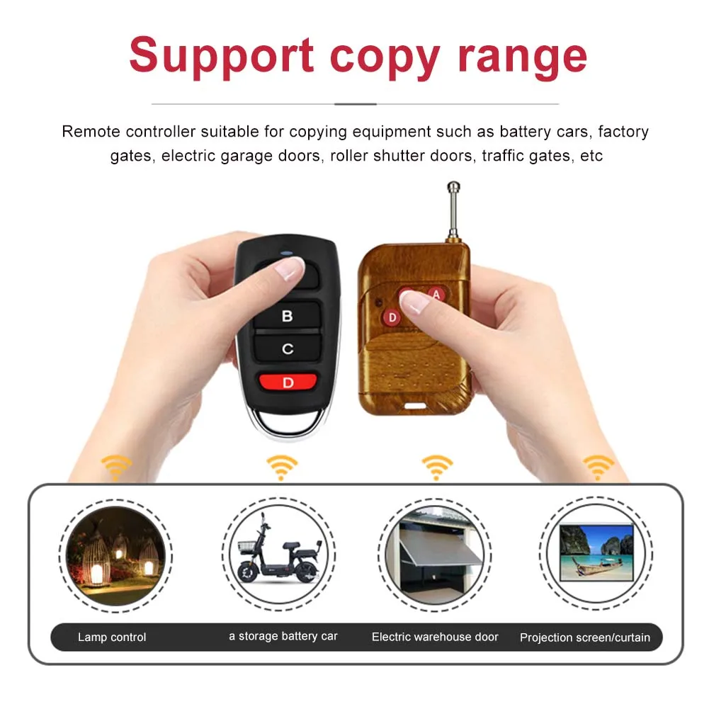 Remote Control 433.92 MHz Wireless Remote Control Universal Duplicator Key High Sensitivity for Security Monitor Light Control