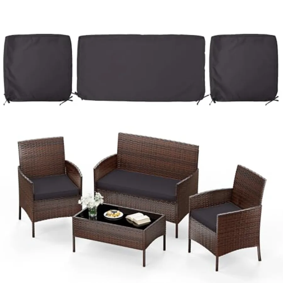 3 Pack of Outdoor Seat Cushion Replacement Set Suitable for 4 Pieces of Wicker Rattan Furniture Terrace Guest Set Sofa Chair 36