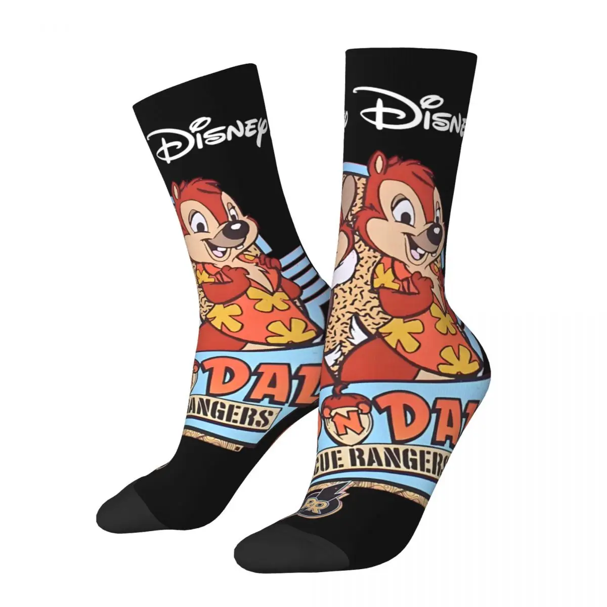 Funny Rescue Rangers Classic Poster Men's Socks Retro Harajuku Disney Rescue Rangers Hip Hop Novelty Casual Crew Crazy Sock