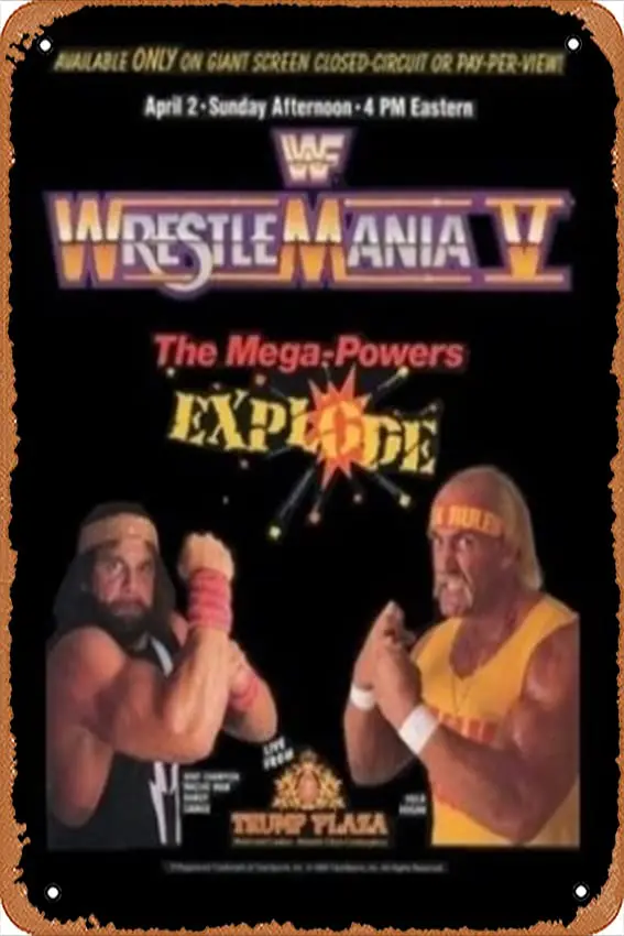 WrestleMania V Movie Poster Vintage Metal Tin Sign ,Wall Dec