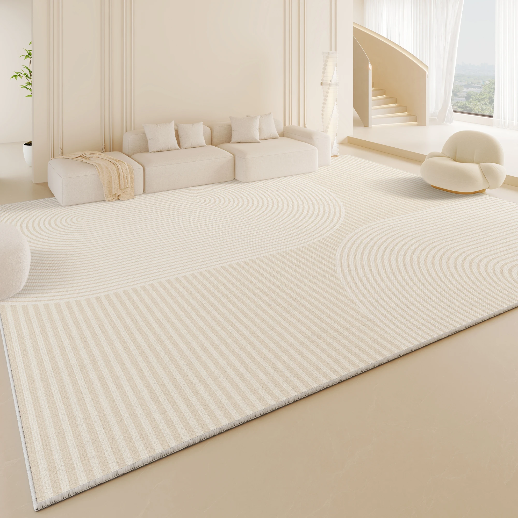 

VIKAMA Ins Wind Scandinavian Carpet Non Slip Easy To Clean Spiral Stripe Modern Minimalist Bedroom Carpet Home Decoration