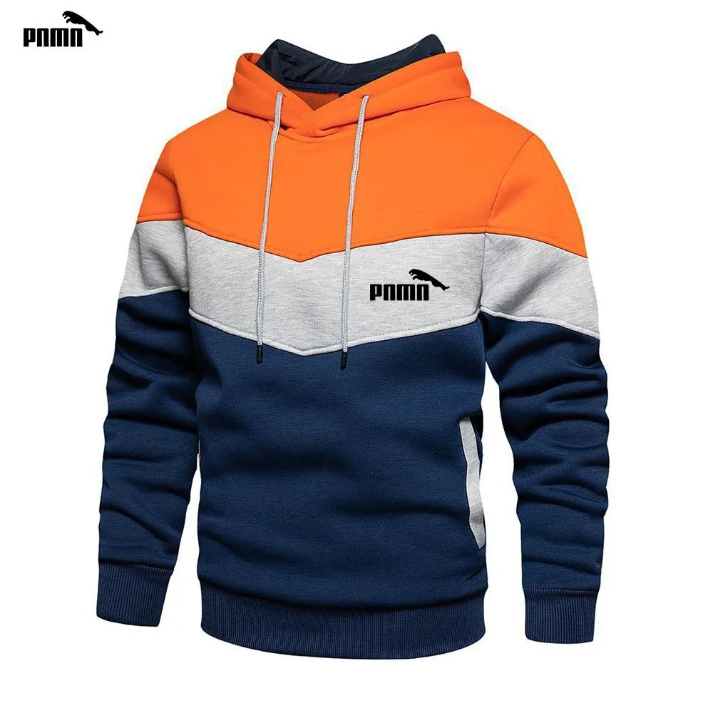 2024 Winter Velvet Warm Fashion Sportswear Casual Jacket Men\'s Three tone Hoodie Sweatshirt