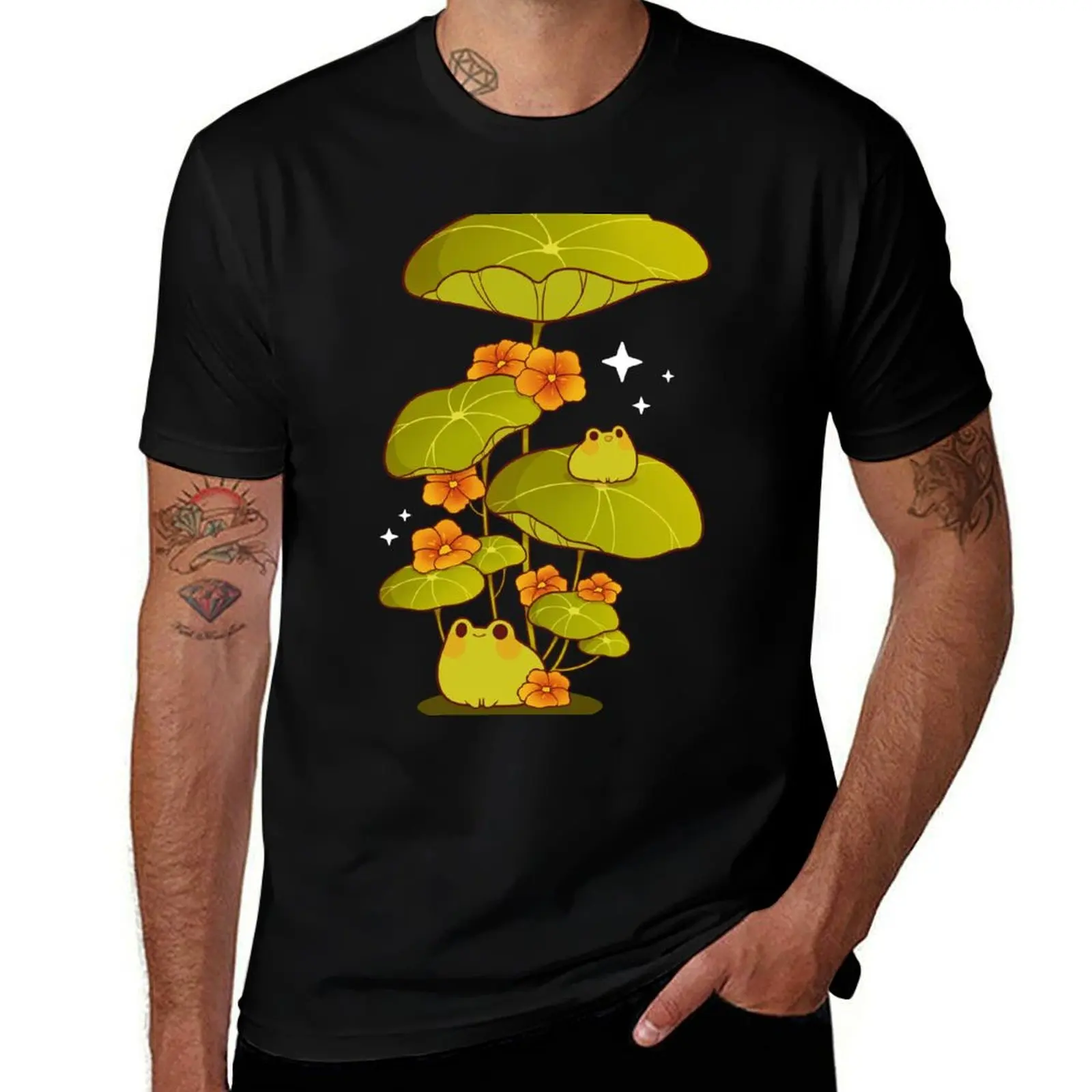 Happy froggies with flowers T-Shirt shirts graphic tees oversizeds quick drying anime figures mens big and tall t shirts