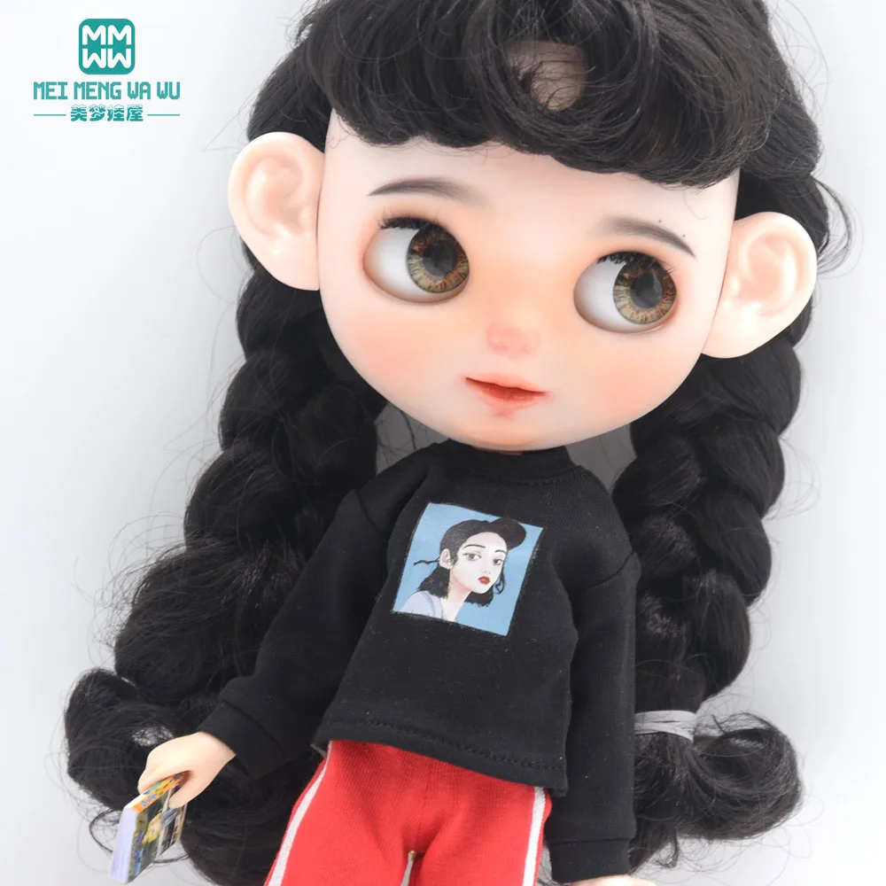 เสื้อผ้าสําหรับตุ๊กตาแฟชั่นพิมพ์ Sweatpants เหมาะกับ Blyth Azone OB22 OB24 ตุ๊กตาของเล่นของขวัญ