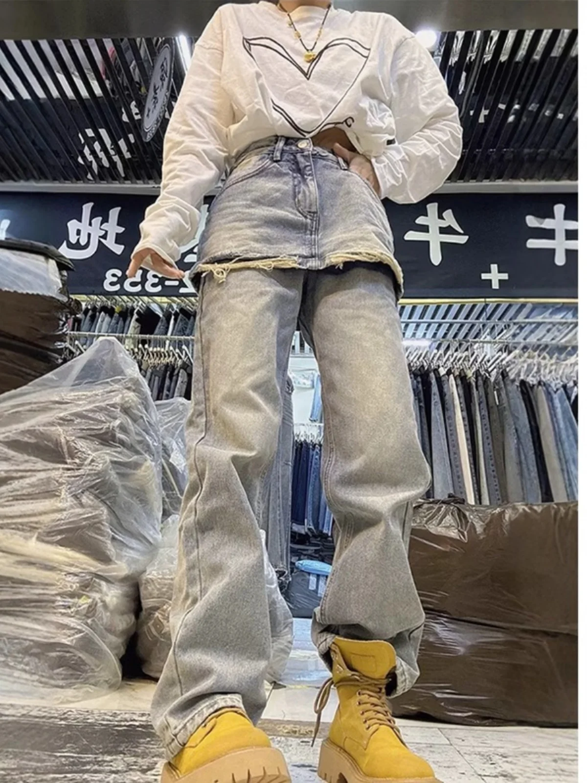 High Waist Wide Leg Jeans Women's Straight Cut Slimming Skinny Jeans plus Size Spring 2026 New Style Casual Comfortable Denim