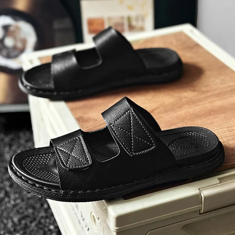 Men's Summer Casual One Strap Slippers, Simple All Match Design Soft Bottom Non Slip Male Outdoor Slides
