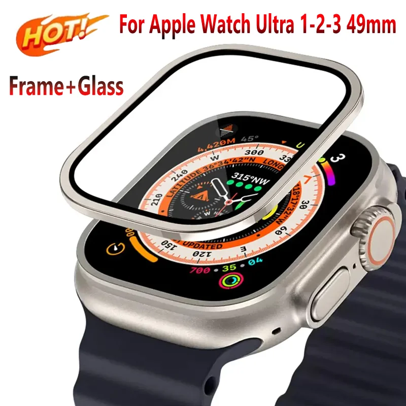 حافظة معدنية من سبائك الألومنيوم لساعة أبل الترا 3-2-1 49 مللي متر إطار غطاء حماية مقاوم للخدش + ملحقات طبقة من الزجاج المقسى عالي الدقة #1