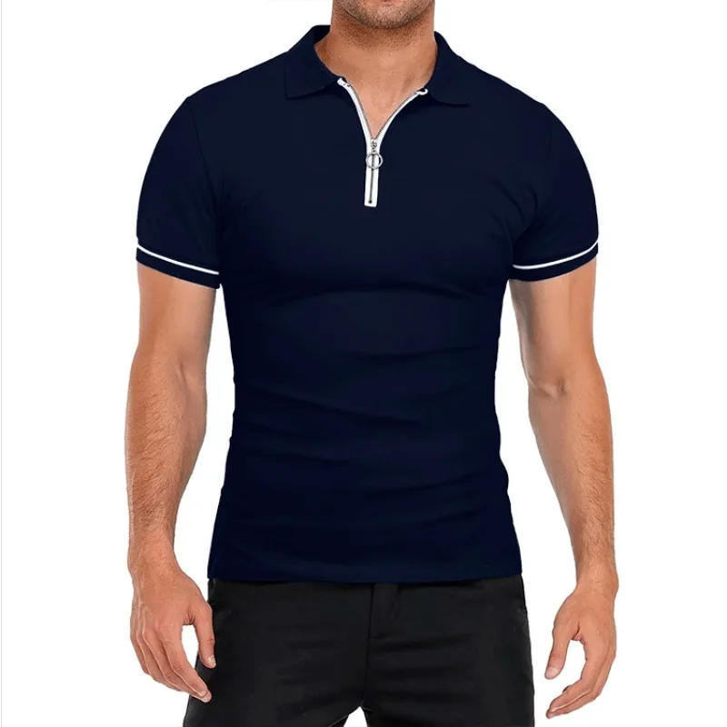 Summer New Men's Polo Shirt Thin Short Sleeved T-shirt Men's Polo Collar Solid Color Slim Fit T-shirt Top