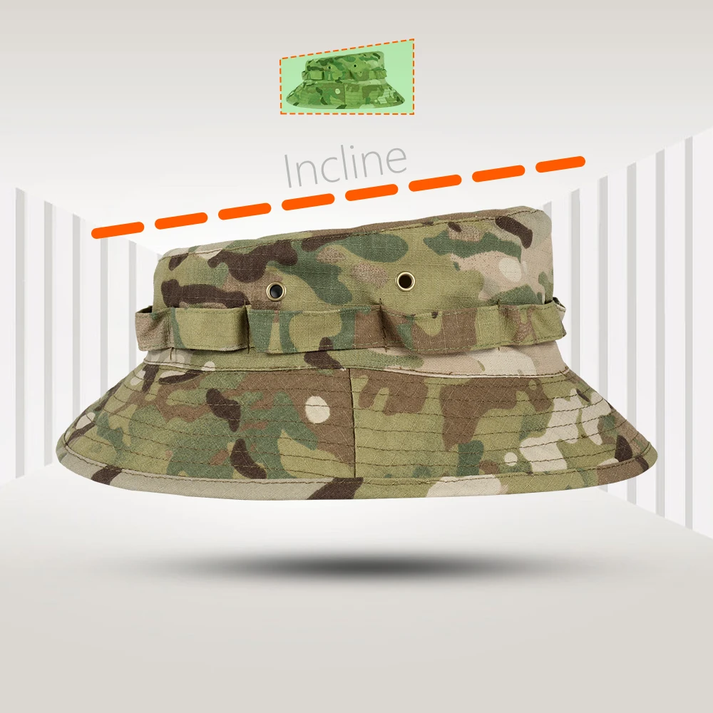 Boonie Hat Camouflage Bucket Hats Airsoft Tactical Hunting Fishing Outdoor Windproof Panama Nepalese Cap Sun-proof Summer Men