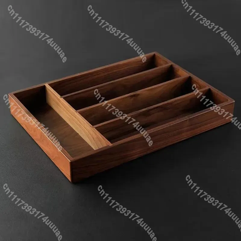 Black Walnut Cutlery Storage Box Kitchen Utensil Organizer Chopsticks Holder Fork Knife Storage Container Home Desktop