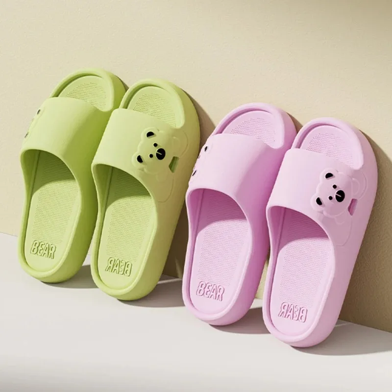 

Cute Cartoon Bear Indoor Slippers for Women 2025 New Lightweight Soft Eva Slides Woman Comfort Home Bathroom Non Slip Slippers