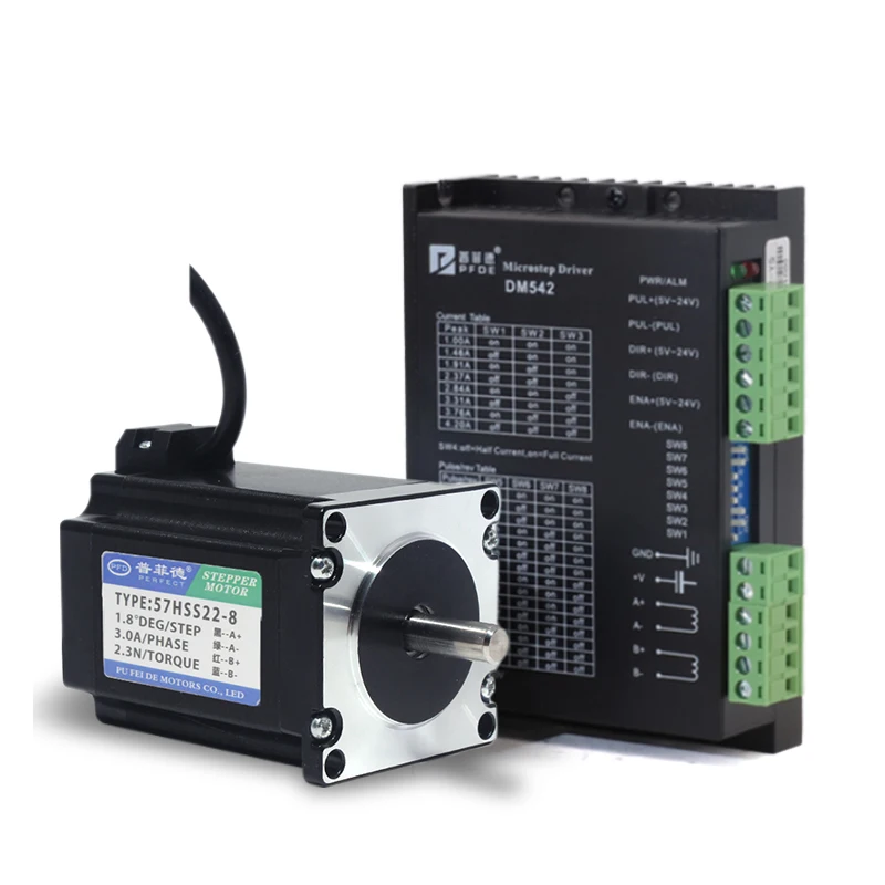 2.3N.M Nema23 Two-Phase Stepper Motor and DM542 Driver Set 81mm Length D 6.35mm/8mm For CNC 3D Printer Monitor Equipment