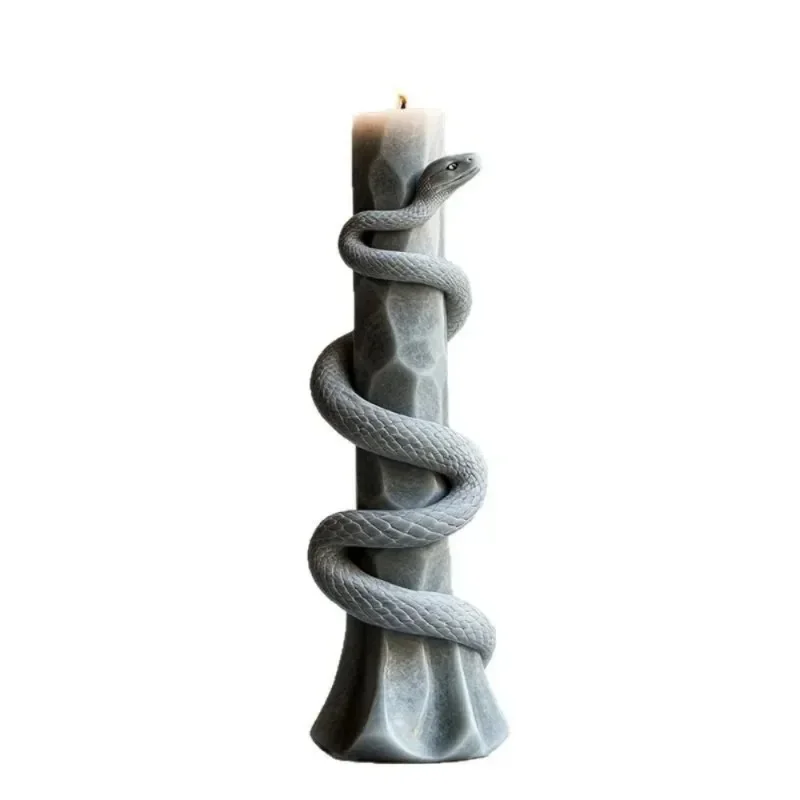 Moule en silicone pour bougies cylindriques en forme de serpent fleuri, 1 à 4 pièces, moule en silicone pour bougies d'aromathérapie, moule en plâtre pour animaux, décoration d'Halloween