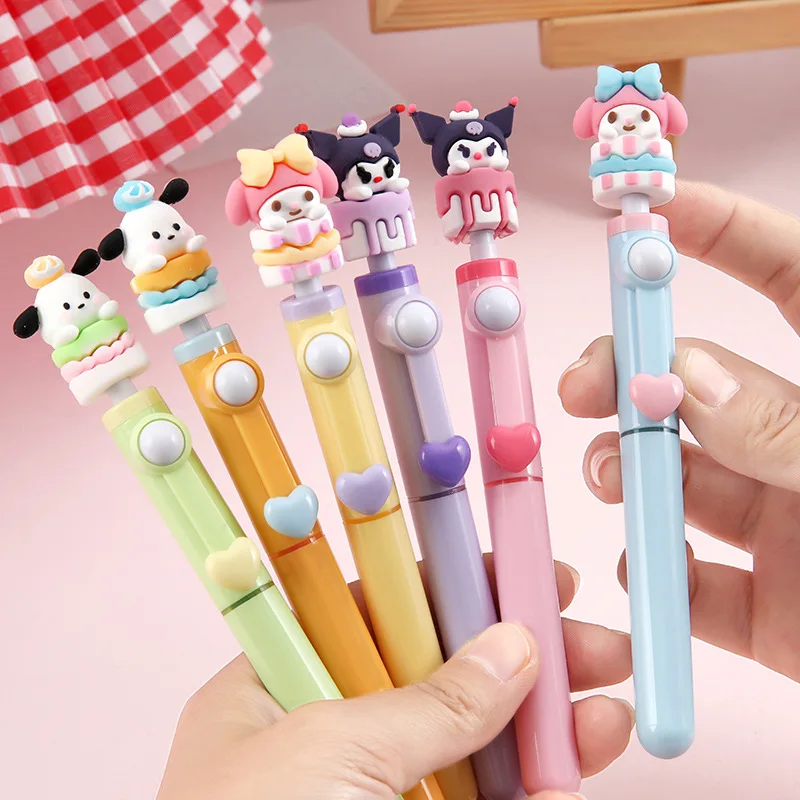 

24 pcs/lot Sanrio Kawaii Animal Rotatable 6 Colors Highlighter Cute Drawing Marker Pens Fluorescent Pen Office School Supply