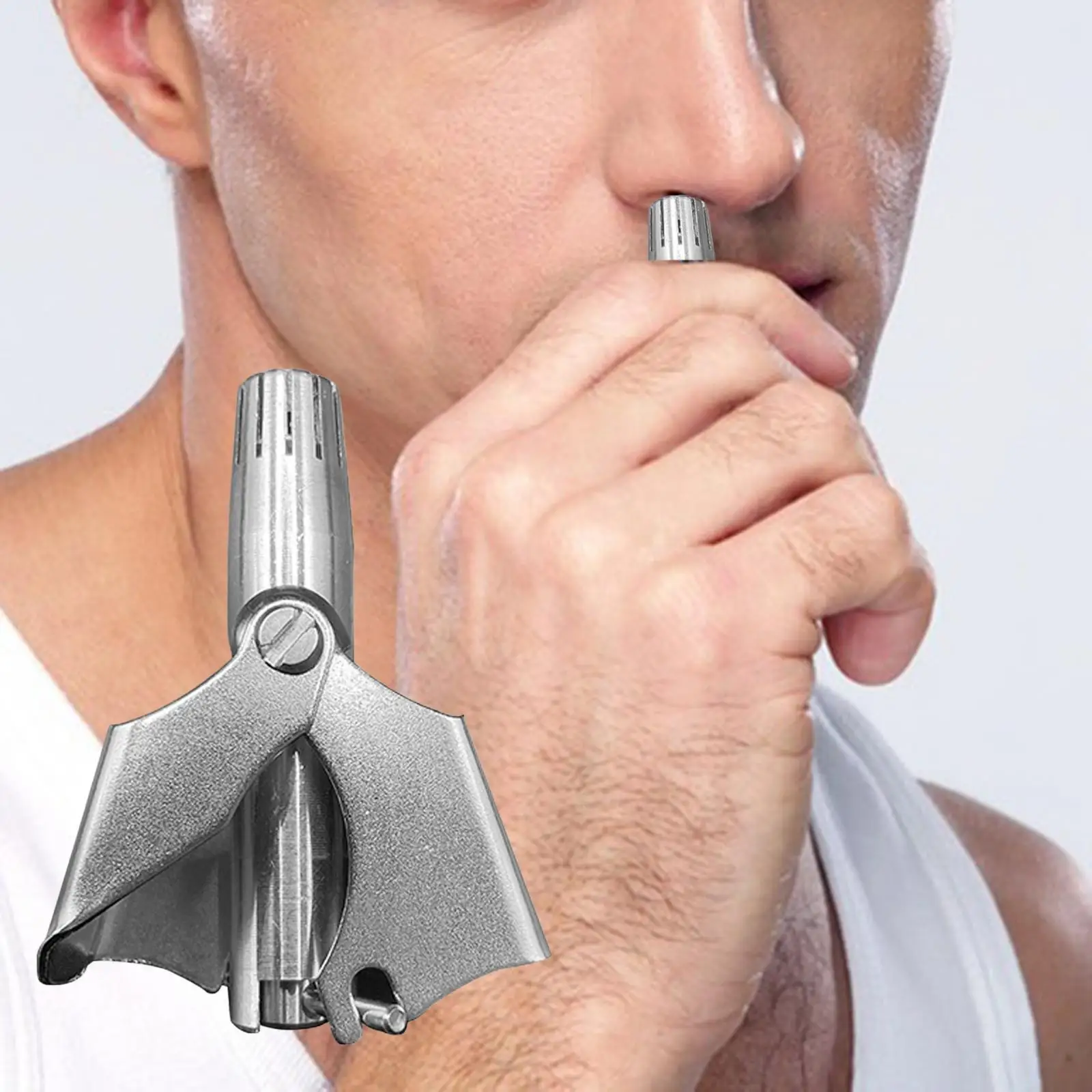 Manual Nose Hair Trimmer Shaver Compact Waterproof Stainless Steel with Brush