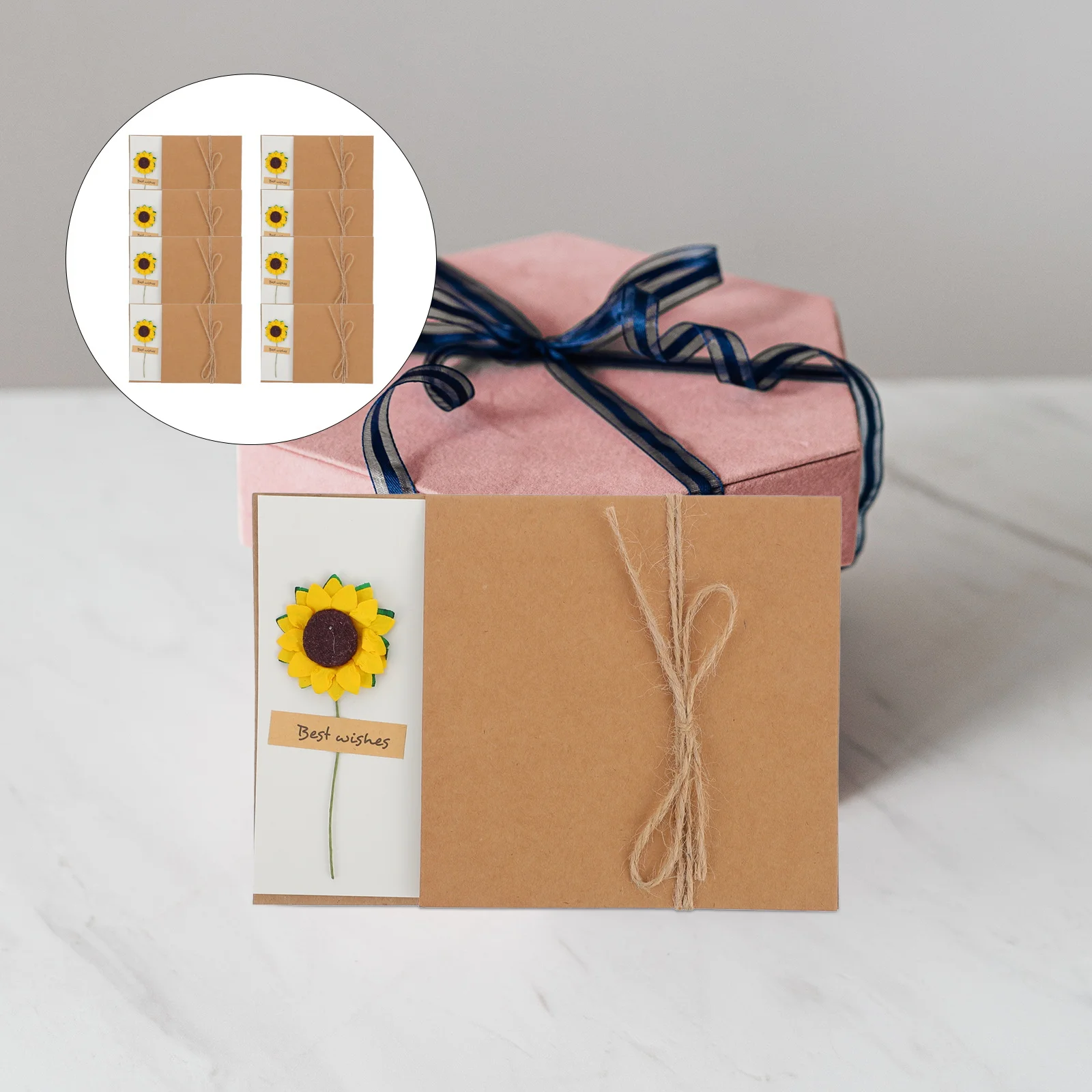 

8 Pcs Simulated Dried Flower Greeting Card Welcome Thank You Cards Bulk Paper Flowers