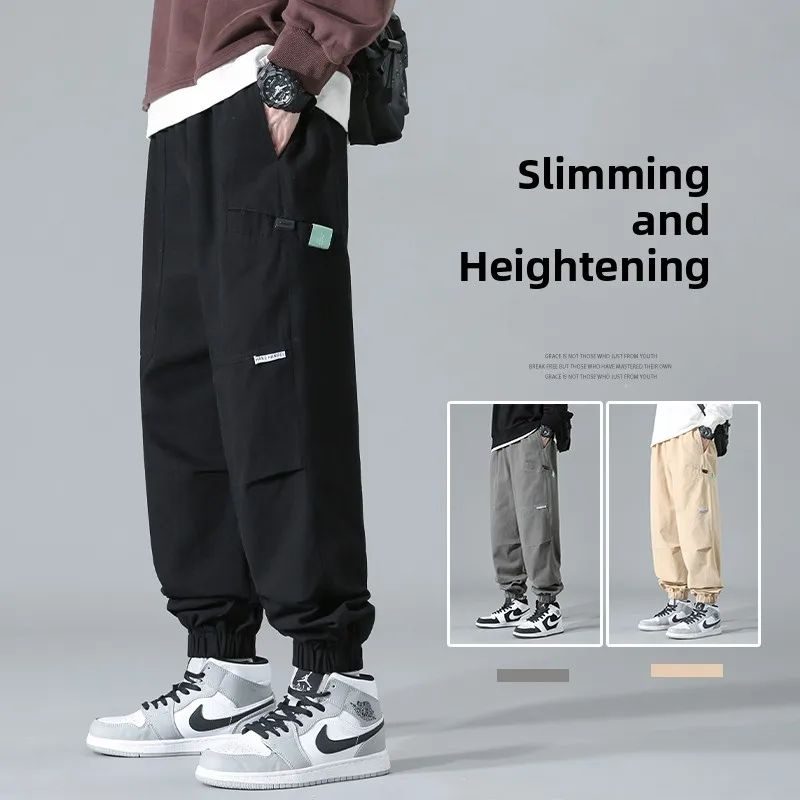 

Loose Fit Casual Cotton Workwear Pants Men's Spring Autumn Thin Bla American Sle Loose Long Trousers Faionable Brand
