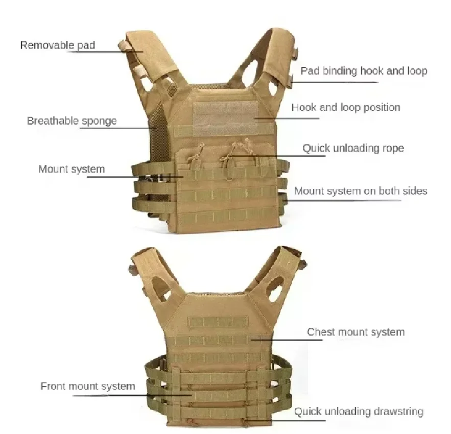 Gilet tattico in nylon Armatura da caccia Accessori softair Gilet mimetico MOLLE da combattimento