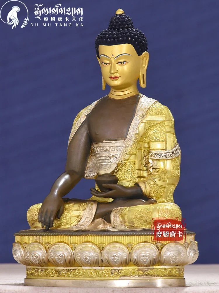 Dumthangka, statue of Sakyamuni Buddha, Tibetan Tantra bronze statue, gilt Sakyamuni Buddha ornament, please god statue