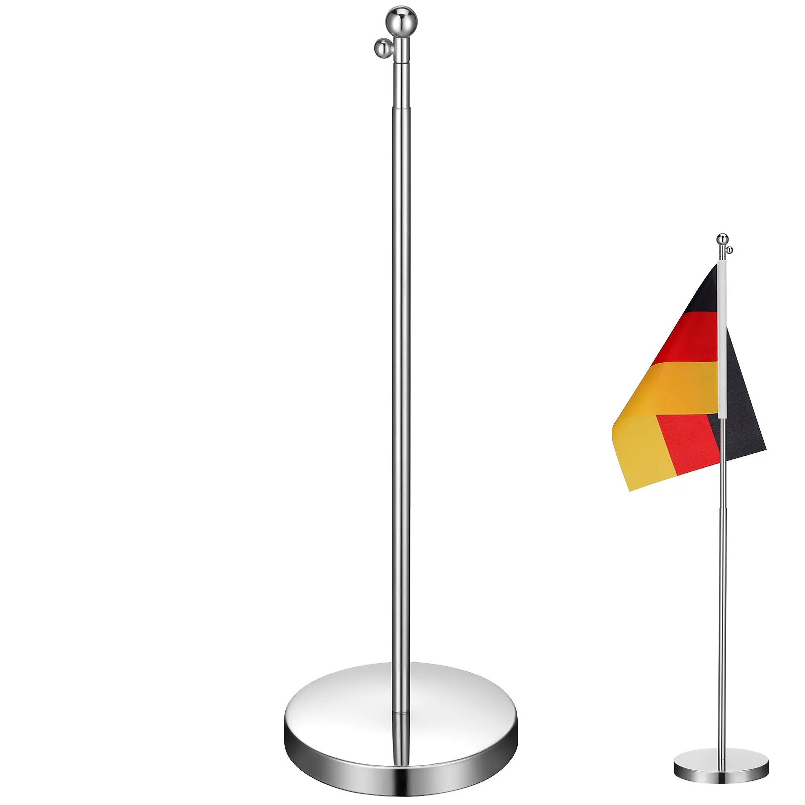 Household Telescopic Flag Pole 10.8inch Stainless Steel Sturdy Desktop Flag Holder Office Accessory Desktop Decor Photography