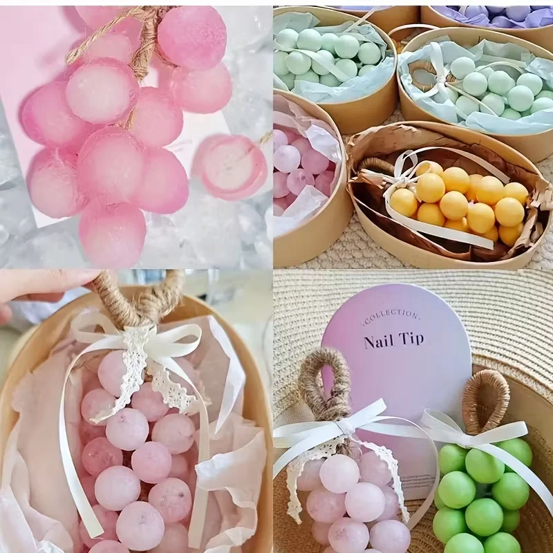 قوالب صابون مصنوعة يدويًا على شكل كرة عنب، قوالب شموع، سلسلة واحدة من قوالب صابون الشموع المصنوعة يدويًا من العنب، مادة السيليكون، شكل دائري، #4