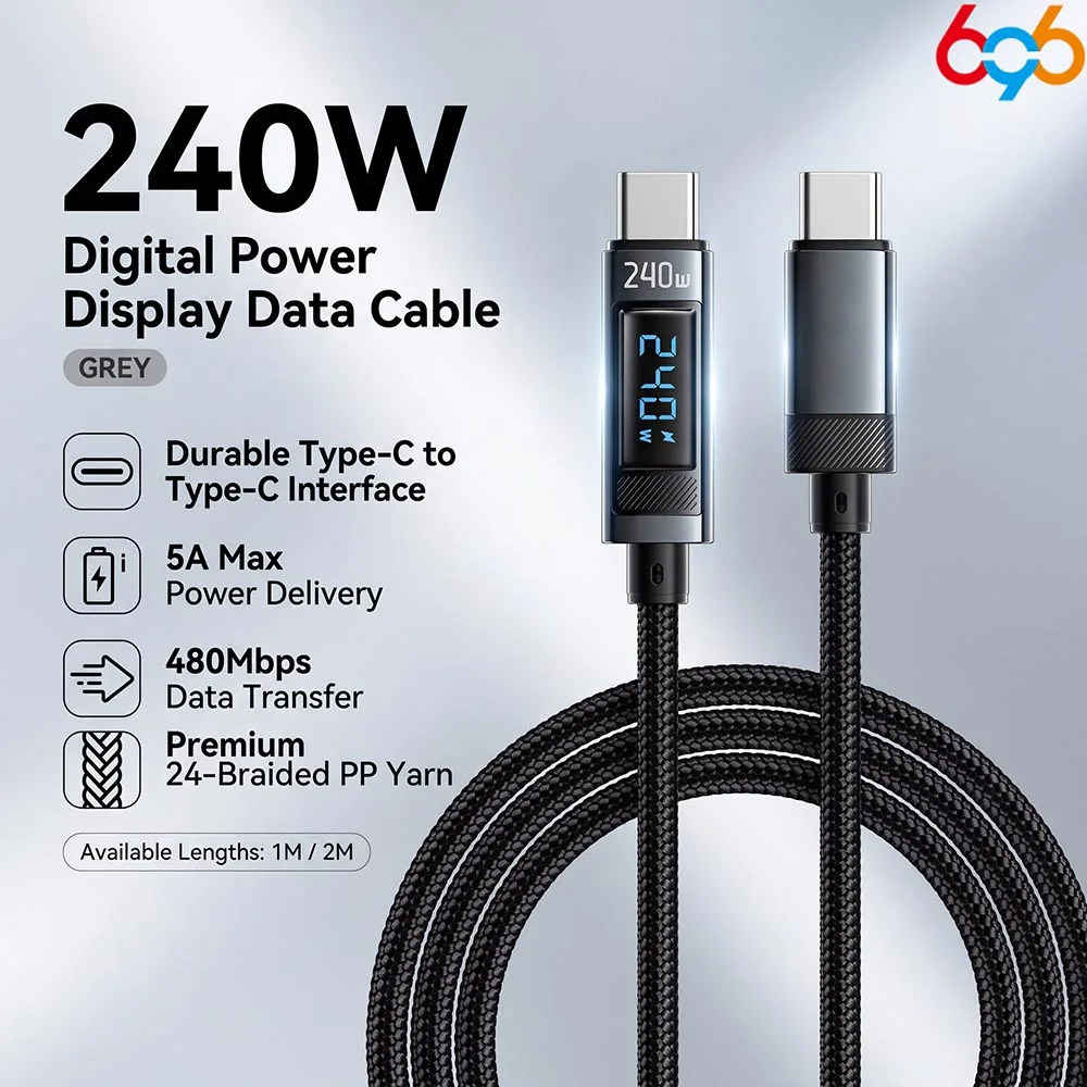 240W USB Type-C To USB C Cable PD3.1 Fast Charging Wire Compatible with MacBook Pro Xiaomi Samsung Laptops