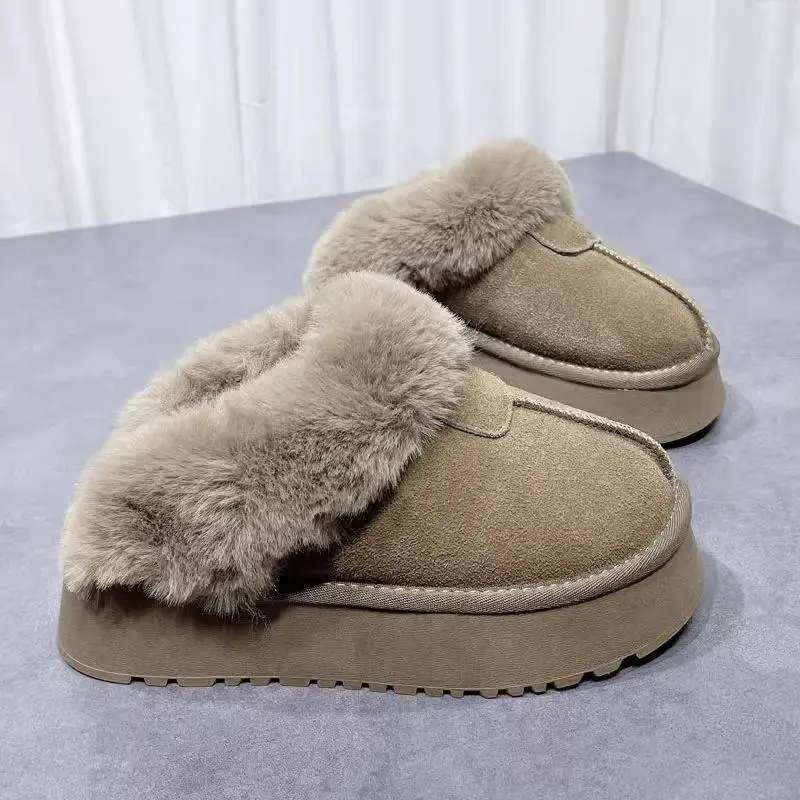 Pantofole Baotou con fondo spesso 2024 moda invernale da donna nuove pantofole in cotone con aumento caldo in Cashmere