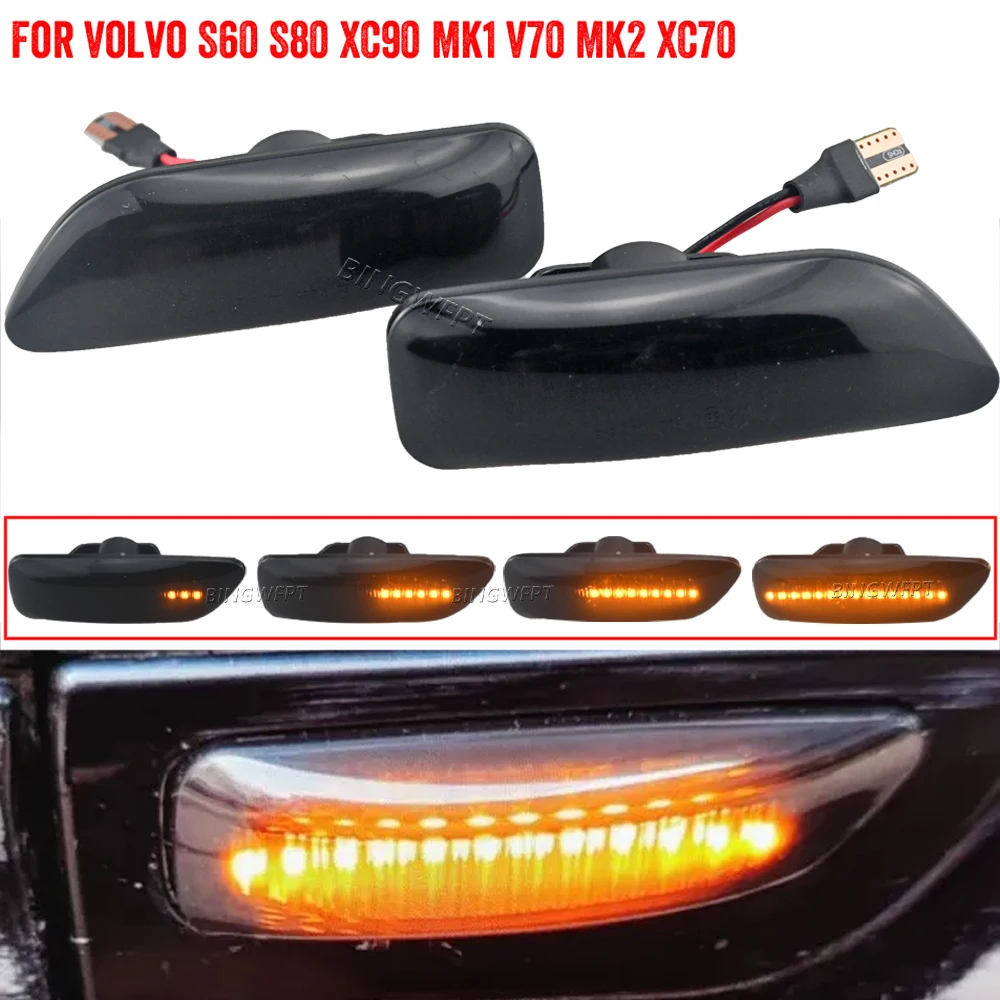 (Left + Right) 30722641 3072264 LED Side Marker Blinker Turn Signal Light For Volvo XC90 S80 XC70 V70 S60 2001-2009