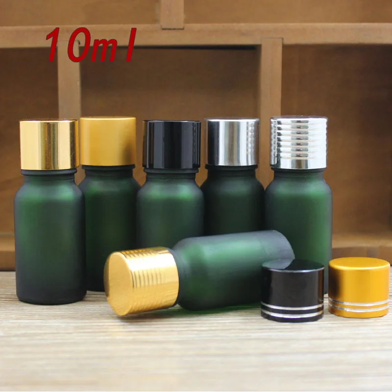 10ml green/blue/brown/clear glass bottle aluminum lid essential oil serum moisture liquid complex recovery cosmetic packing