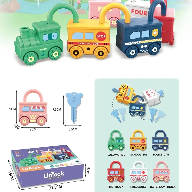 Jouet de train de voiture de déverrouillage d'apprentissage précoce, Montessori, mathématiques, motricité, anniversaire, cadeaux de Noël, enfants, prédire, 6 pièces