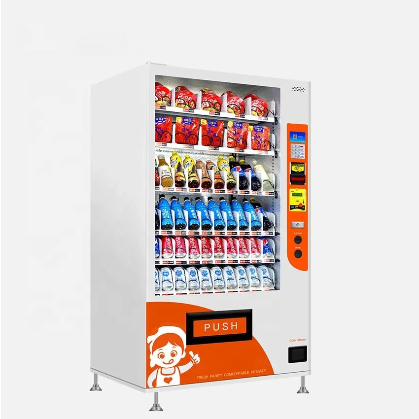 Stable Cooling Snack Beverage Vending Machine 110V for Worker Dormitory Support Multi‑denomination Coin Recognition