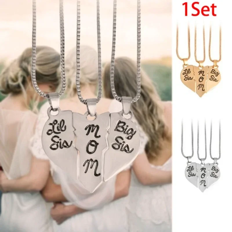 Delysia King 3pcs Women Three Petal Love Necklace 2021 Trendy Letter Pendants Mother & Daughter Gift