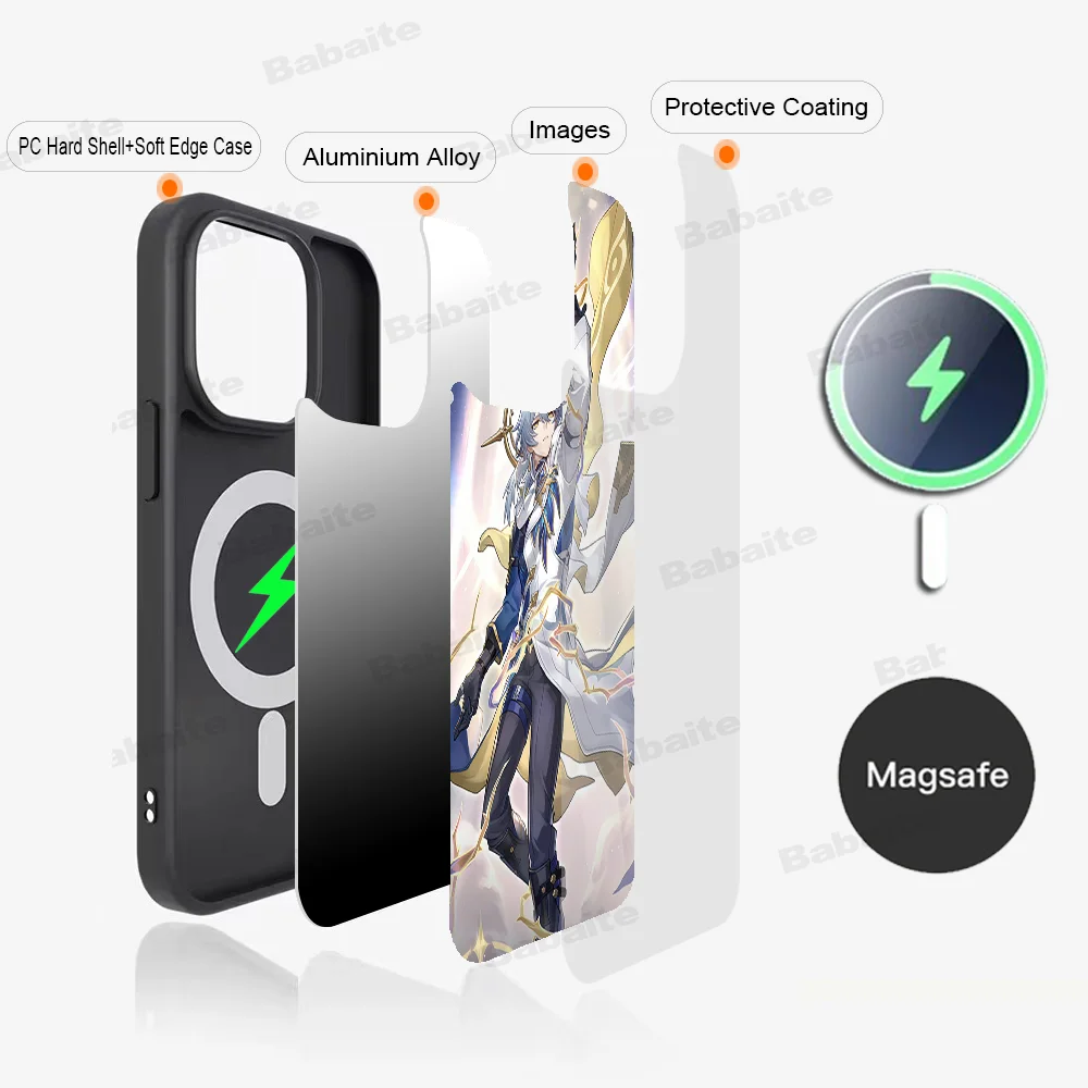 H-Honkai S-Star R-Rail S-Sunday Phone Case Magnetic Case For iPhone 16 14 13 15 Pro Max Plus For Magsafe Wireless Charge Cover