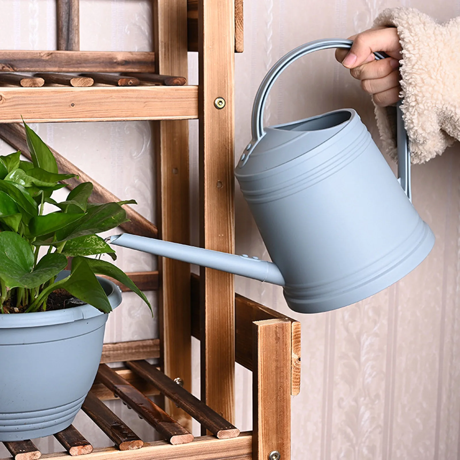 1.8L Imitation Iron Sheet Long Spout Watering Cans Home Balcony Portable Watering Can Large Capacity Plant Flower Watering Tools