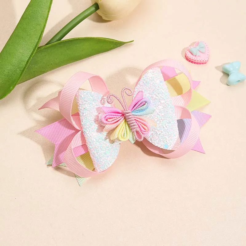 ncmama Cute Girls Glitter Butterfly Hairpin For Kids Fashion Hair Bow Clip Barrette Hairgrips Kids Headwear New Hair Accessories