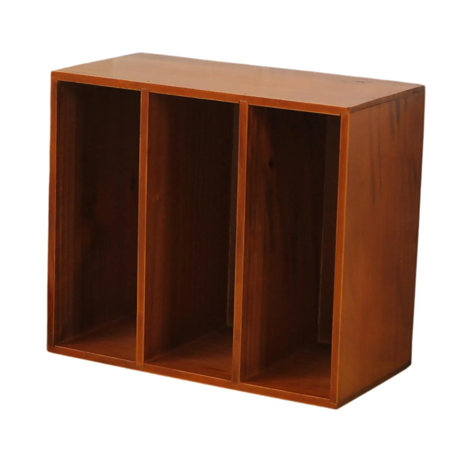 Book Holder 3 Grid Wood Versatile Unique Vertical Magazine Rack Display Shelf Desk Organizer for Work Home Perfume Envelope