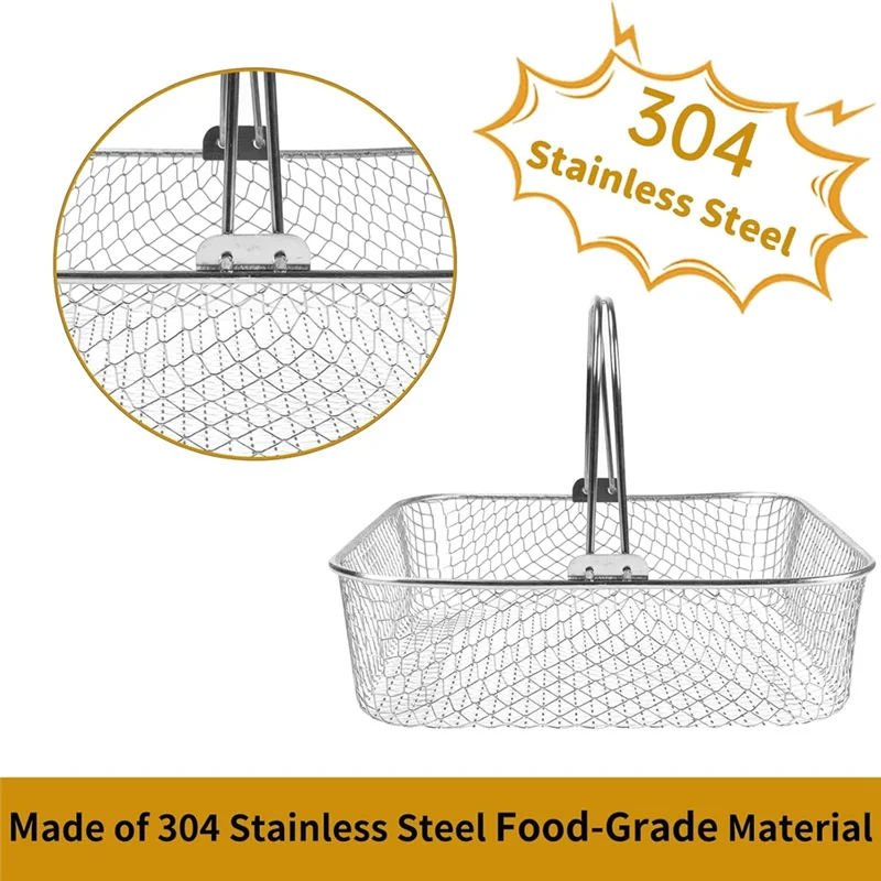 B98A-Stainless Steel Mesh Basket Forinstant Vortex COSORI 5.8- 6QT Air Fryer Accessories Basket Withhandle Deep Fryer Parts