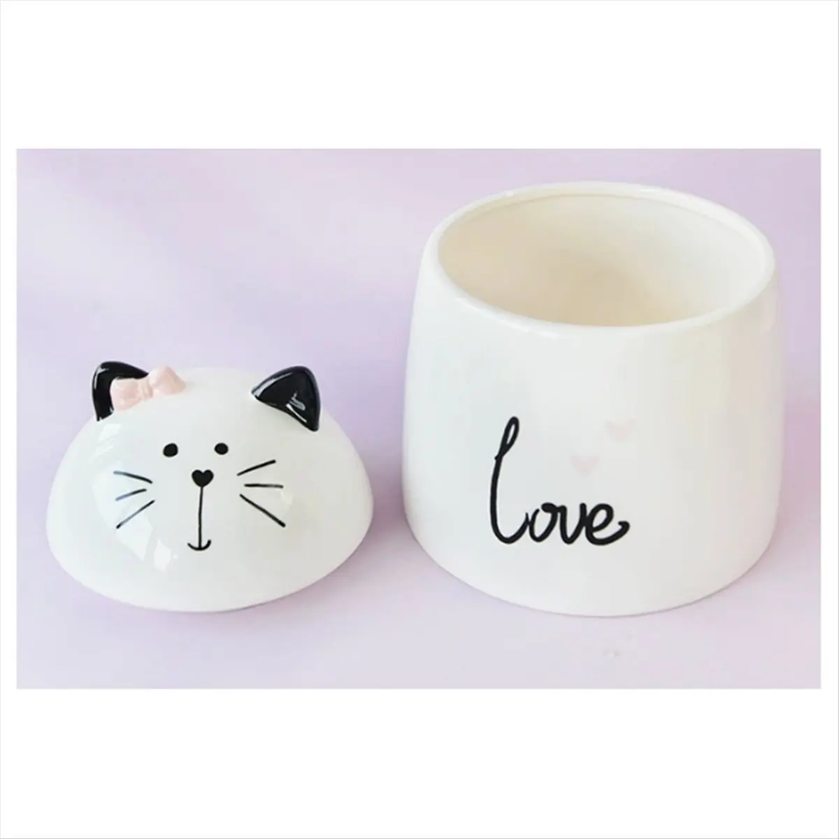 Cartoon White Cute Ceramic Collection Commemorative Jar Cat Shaped Ceramic Storage Jar-A12I