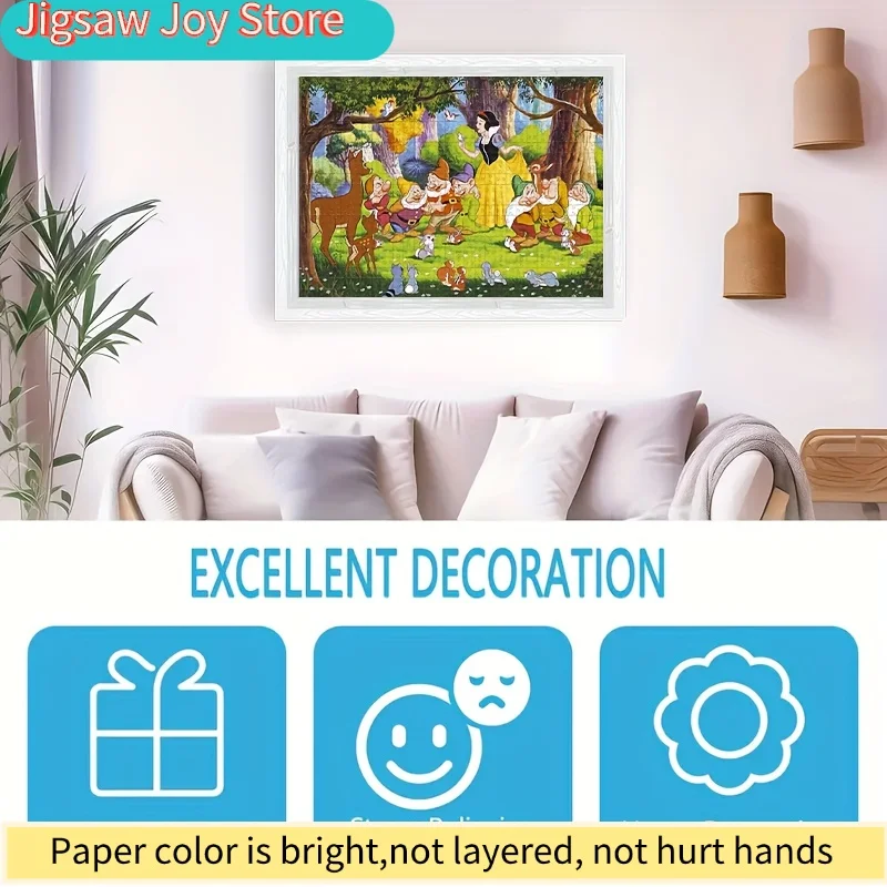 Rompecabezas de 1000 Piezas con Personajes de Dibujos Animados, Blancanieves y los Siete Enanitos, Rompecabezas de Pared para Colgar, Juego para Adultos, Regalo, Juego Interactivo Familiar