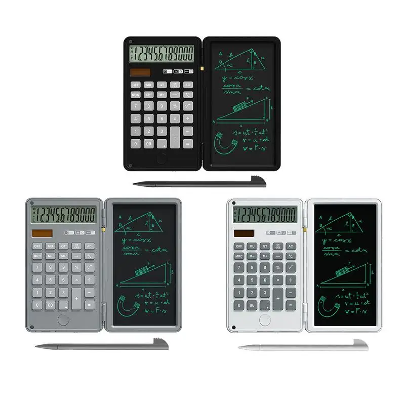 2-in-1 Calculator Desktop Calculators And Writing Board With Dual Power Supply Multi-Function Calculator With 12-Digit Large LCD