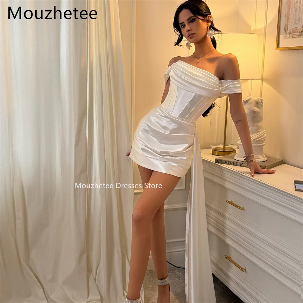 

Mouzhetee A-Line Elegant Off The Shoulder Mini Wedding Dresses Sleeveless Simple Brides Gown Custom Made 2025