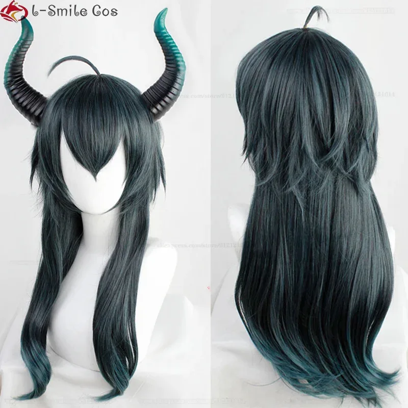 2025 Anime MALLEUS DRACQMA Cosplay 55 cm Pelo Largo Con Cuerno Pelucas Sintéticas Resistentes Al Calor Del Partido + Gorro De Peluca