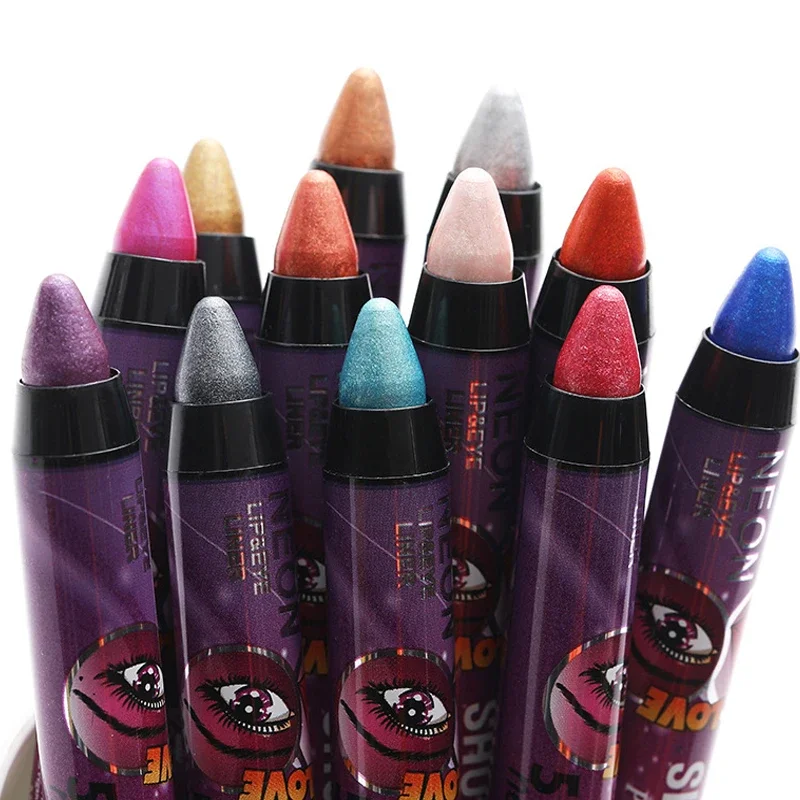 2 In 1 Glitter Eyeshadow Lipstick Pencil Stick Waterproof Pearl Silkworm Eye Shadow Pen Long-lasting Eyeshadow Make Up Cosmetic