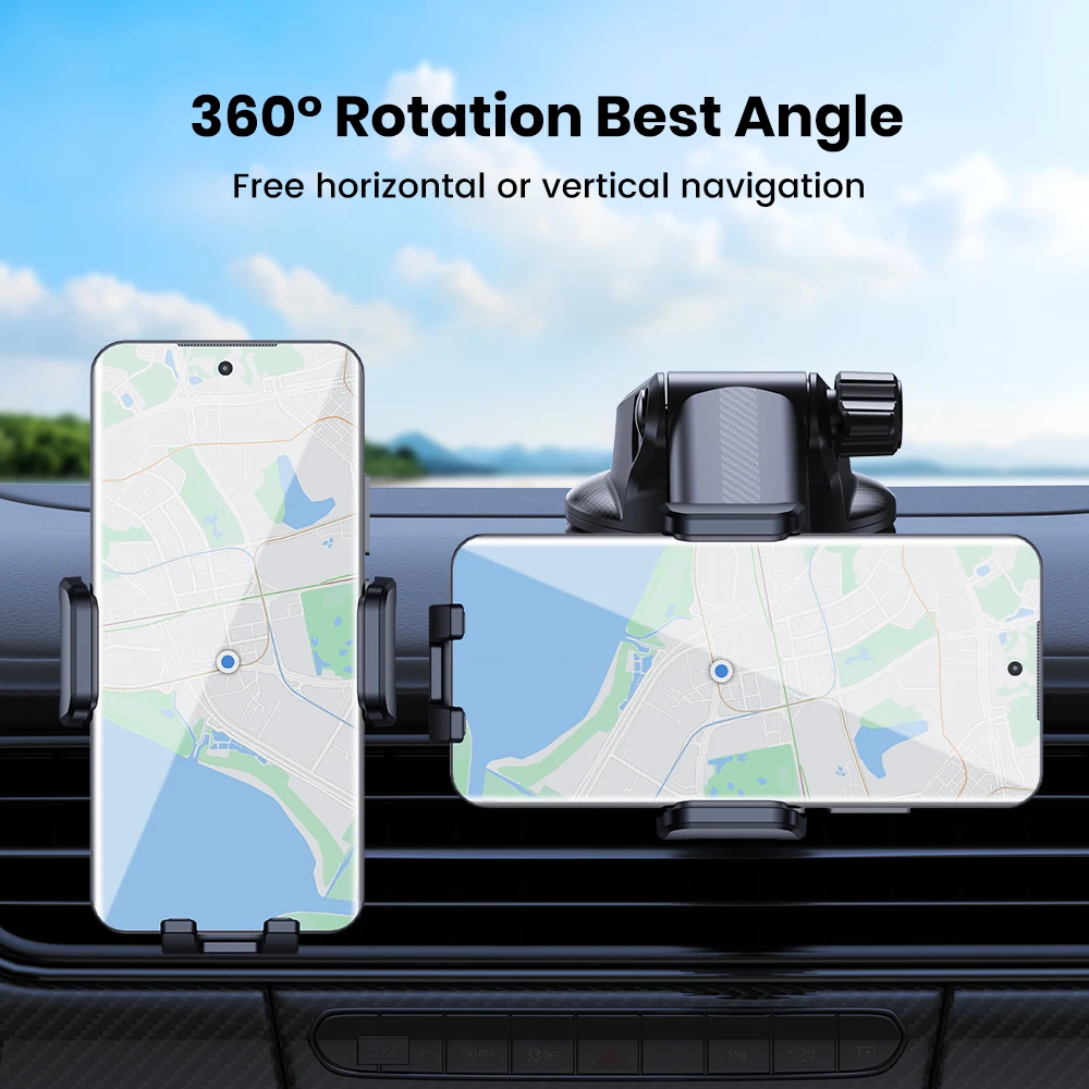 حامل هاتف السيارة بالشفط القوي من TOPK - 360 درجة ° حامل عالمي قابل للدوران للوحة القيادة والزجاج الأمامي، متوافق مع iPhone وAndroid #6