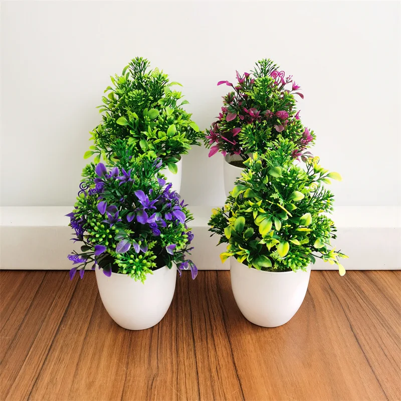 

Fake Flower Bonsai Artificial Flowers Potted Plants Indoor Tabletop Plastic Flowers Table Decorations Home Decor