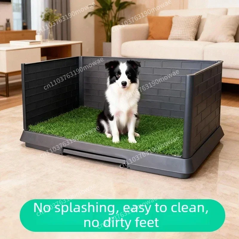 Simulated Lawn Dog Toilet Large Training Tray Enclosure Dog Toilet Sided Baffle Fake Grass Indoor Dogs Urine Pad Mat Supplies