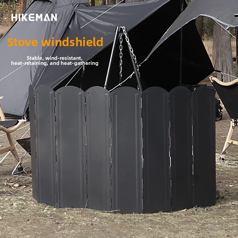 

HIKEMAN уличное черное большое лобовое стекло для кемпинга, барбекю, костра, плита, складная посуда, оцинкованная пластина, тепловое стекло, лобовое стекло