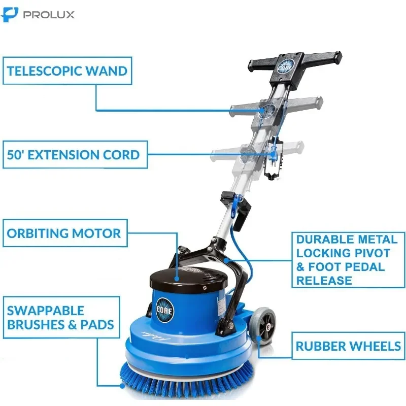 Prolux Core Heavy Duty 15 inch Floor Buffer Scrubber and Polisher Cleaning Machine - All floor surfaces