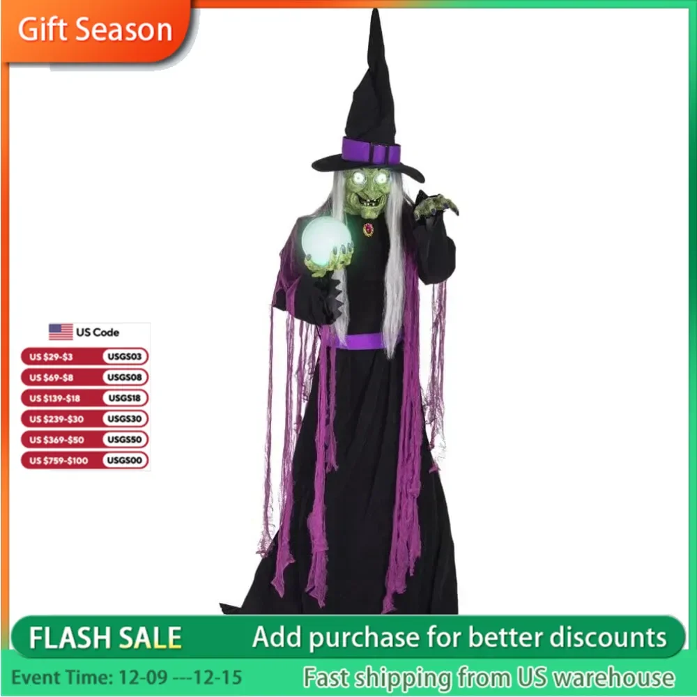 

Halloween Decorations 6-Ft. Tall Fortune Teller Witch, Plug-in Motion-Activated Talking Scare Animatronic Indoor Halloween Props